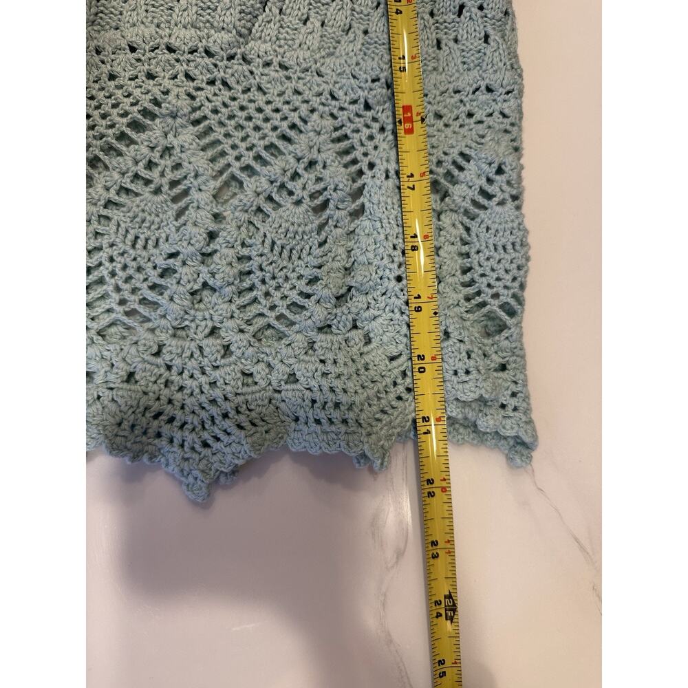 Athleta Crochet Knit Skirt Mint Green Cotton Eyelet Scalloped Hem SizeSmall Boho - Picture 8 of 8